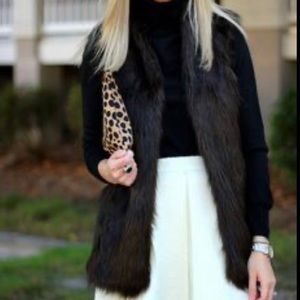 Black Faux Fur Vest fashionista luxe style